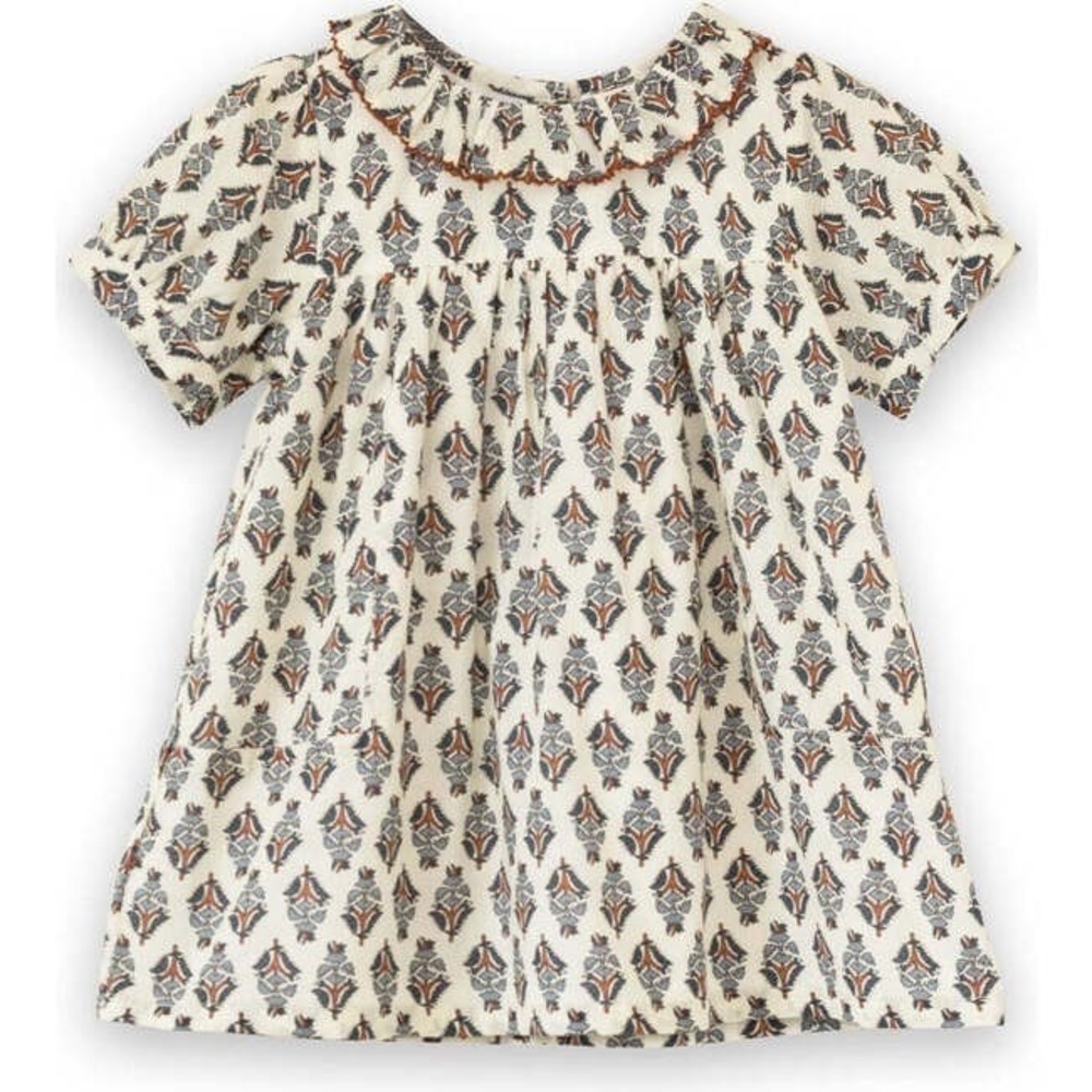 Beet World Toddler Emily Dress Teal & Brown Jewel Handblock 2-3Y NWT‎